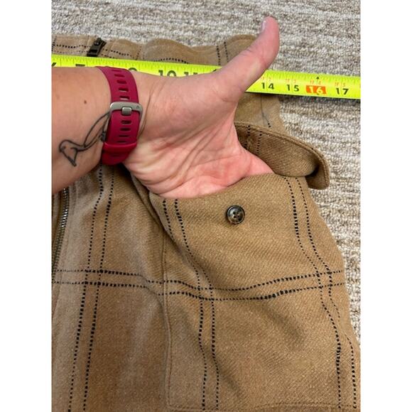 Madewell Tan Zip-Front Cargo Wool Blend In Windowpane Lined Mini Skirt Size 4 - Picture 5 of 8